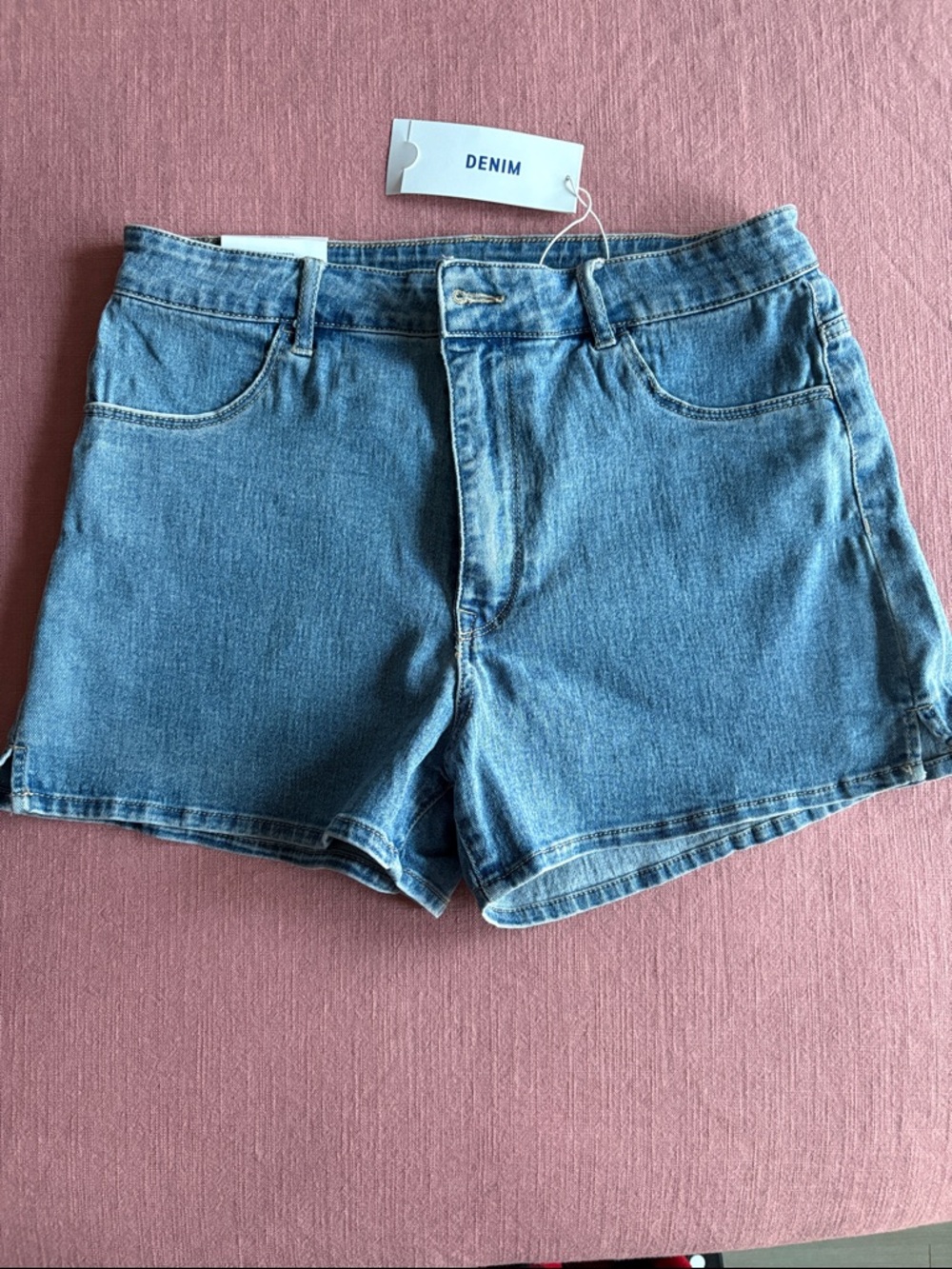 H&M Light Blue Denim High-Waist Shorts